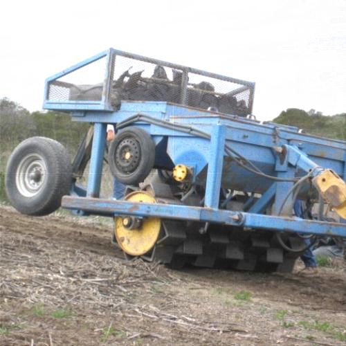 Seed imprinter to improve seed-soil contact. Site was prepped through grow-and-kill with herbicide and mowing. Credit: Megan Lulow, Irvine Ranch Conservancy